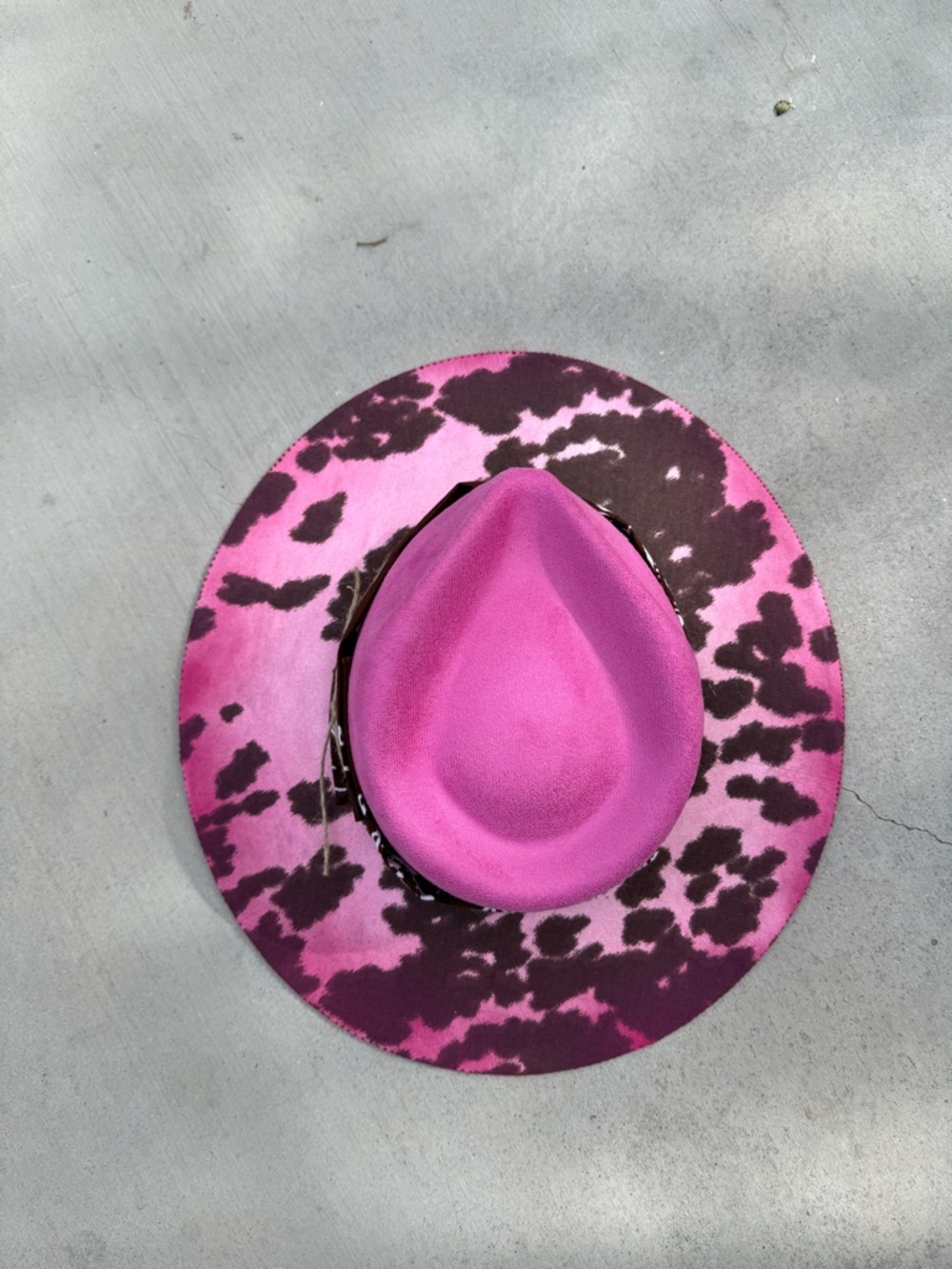 Pink cowhide rancher style cowboy hat western boho wide brim hat